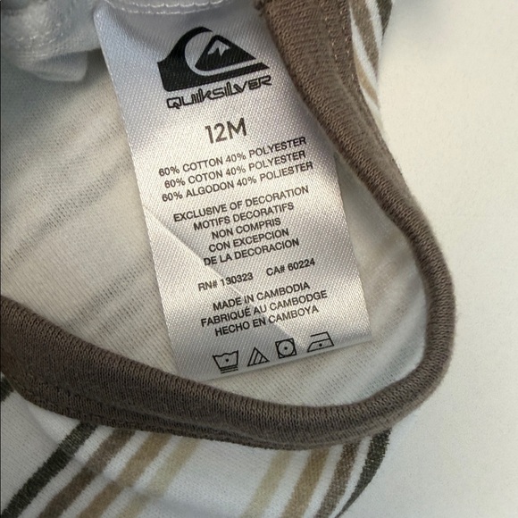 Quiksilver Brown and Cream Striped Baby onesie - Picture 5 of 7